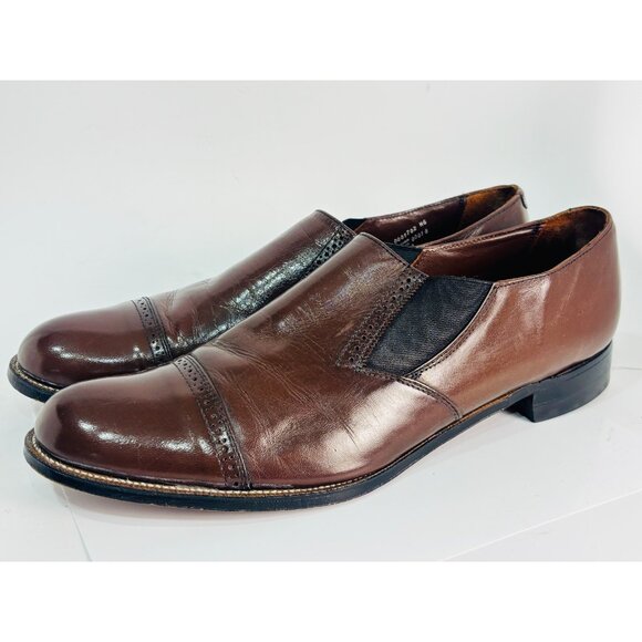 Stacy Adams Shoes Biscuit Brown Madison Loafer Leather 00017-02 Sz 13 D Cap Toe - Picture 6 of 12